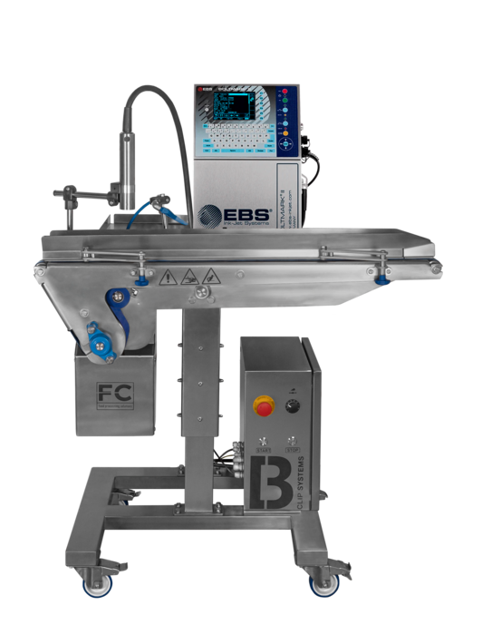 Das BCS-TMS Markiersystem von BECK CLIP SYSTEMS ist ein Fördertisch aus Edelstahl, das mit Druckern unterschiedlicher Hersteller kompatibel ist.